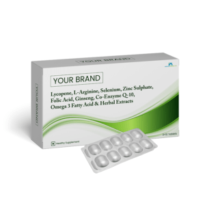 Lycopene, L-Arginine, Selenium, Zinc Sulphate, Folic Acid, Ginseng, Co-Enzyme Q-10, Omega 3 Fatty acid & Herbal Extracts