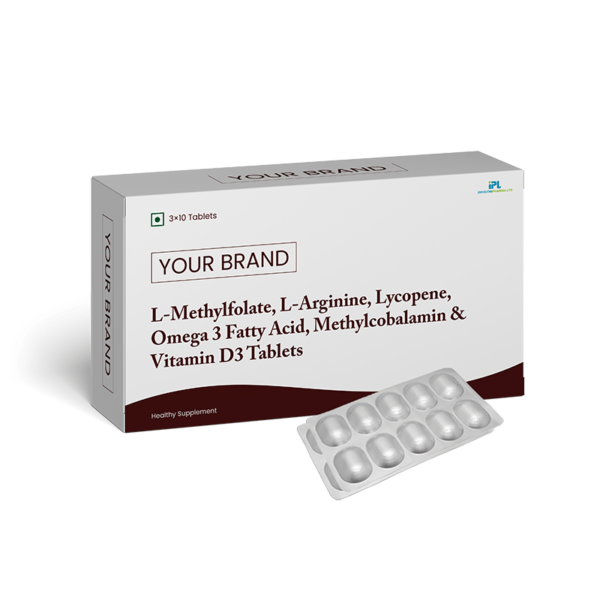 L-Methylfolate, L-Arginine, Lycopene, Omega 3 Fatty acid, Methylcobalamin & Vitamin D3 Tablets